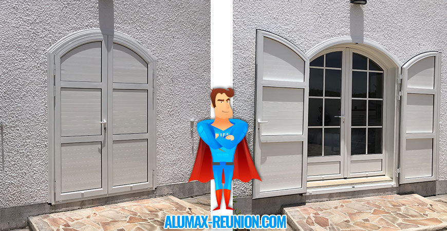 porte fenêtre aluminium avec volets à Saint-louis