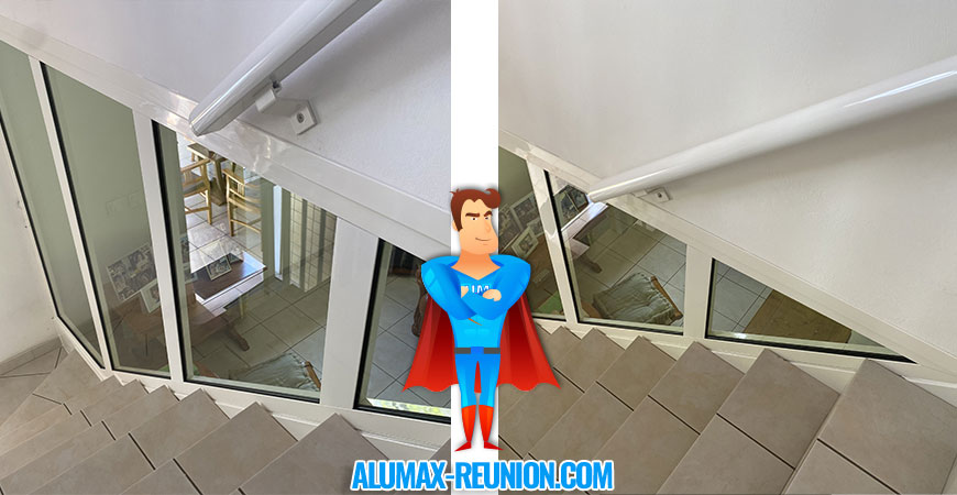 séparation vitrée aluminium escalier à la Montagne